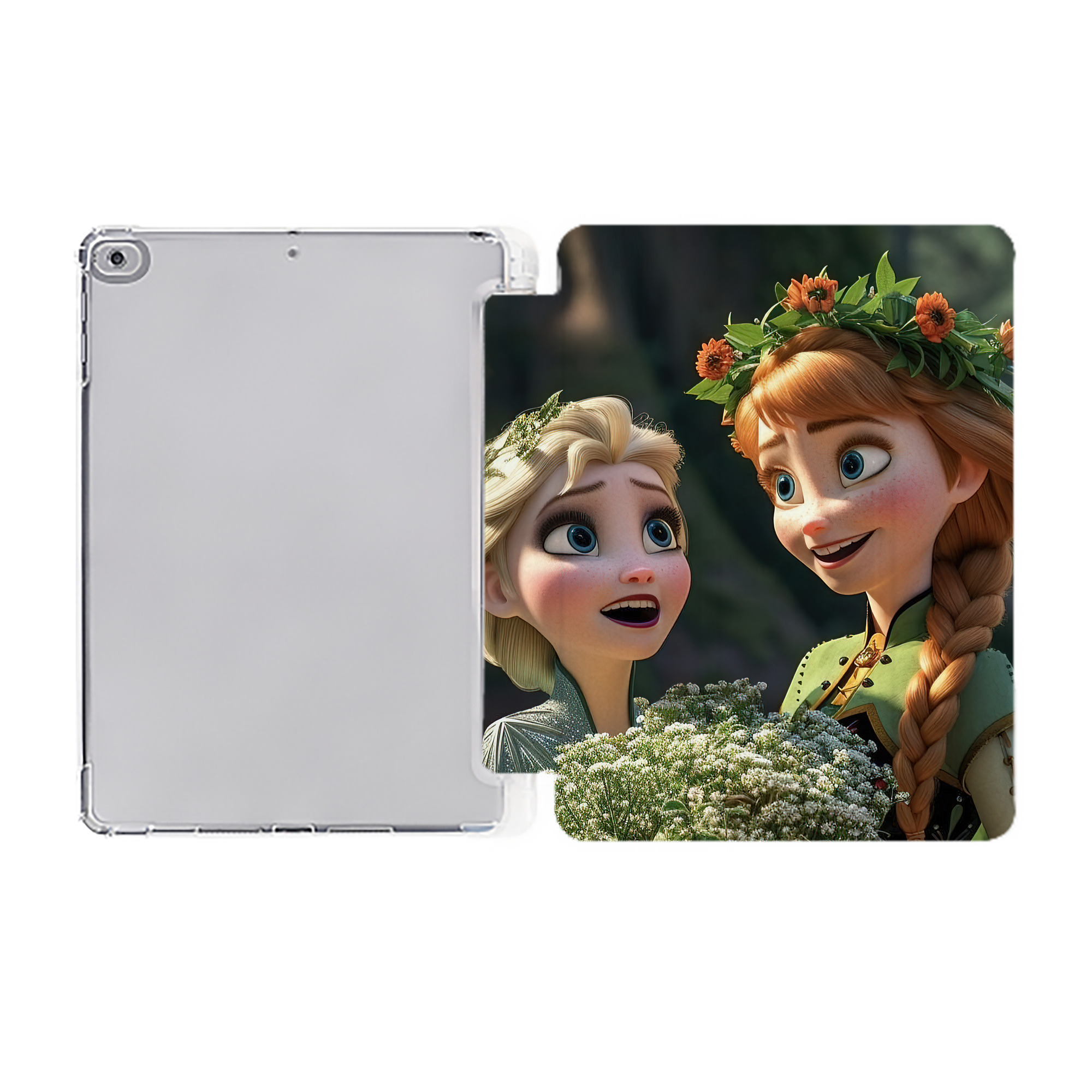 （画像用） アナと雪の女王 アンナ エルサ Frozen Anna Elsa IPad ケース ペン収納付き 三つ折りスタンド PUレザー×シリコン 対応機種9.5/10.5/10.9インチ